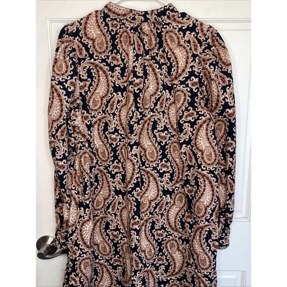 Banana Republic Women's Boho Paisley Corduroy Mini Dress Sz L 70s Peasant Flowy - Picture 11 of 15
